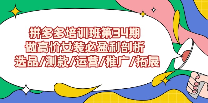 拼多多培训班第34期：做高价女装必盈利剖析 选品/测款/运营/推广/拓展_天恒副业网