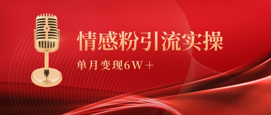 单月变现6w+，情感粉引流变现实操课_天恒副业网