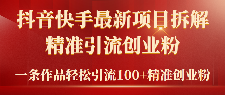 2024年抖音快手最新项目拆解视频引流创业粉_天恒副业网