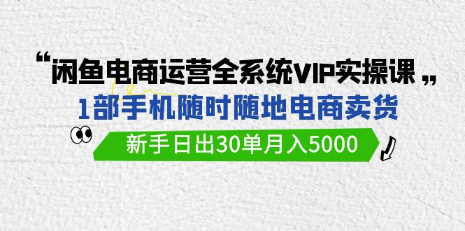 闲鱼电商运营全系统VIP实战课，1部手机随时随地卖货，新手日出30单月入5000_天恒副业网