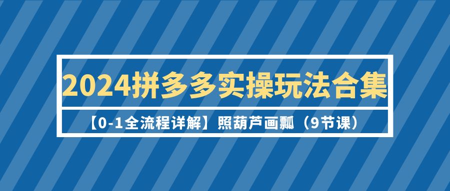 2024拼多多实操玩法合集【0-1全流程详解】照葫芦画瓢_天恒副业网