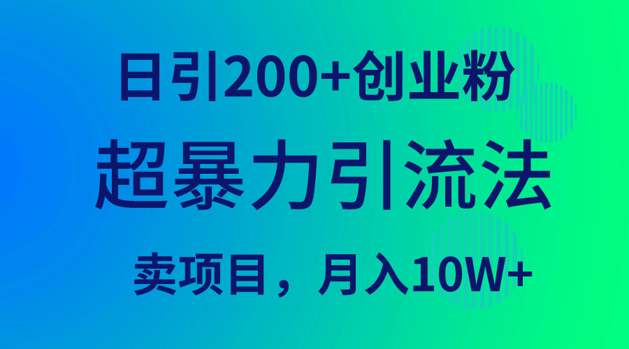 超暴力引流法，日引200+创业粉，卖项目月入10W+_天恒副业网