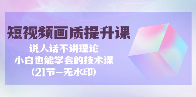 短视频-画质提升课，说人话不讲理论，小白也能学会的技术课(21节-无水印)_天恒副业网