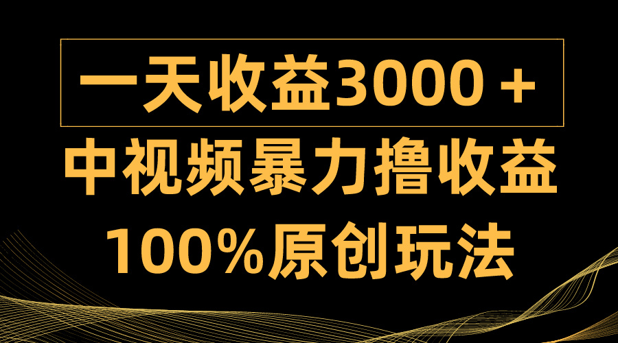 中视频暴力撸收益，日入3000＋，100%原创玩法，小白轻松上手多种变现方式_天恒副业网