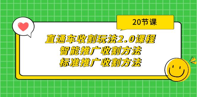 直通车收割玩法2.0课程：智能推广收割方法+标准推广收割方法（20节课）_天恒副业网