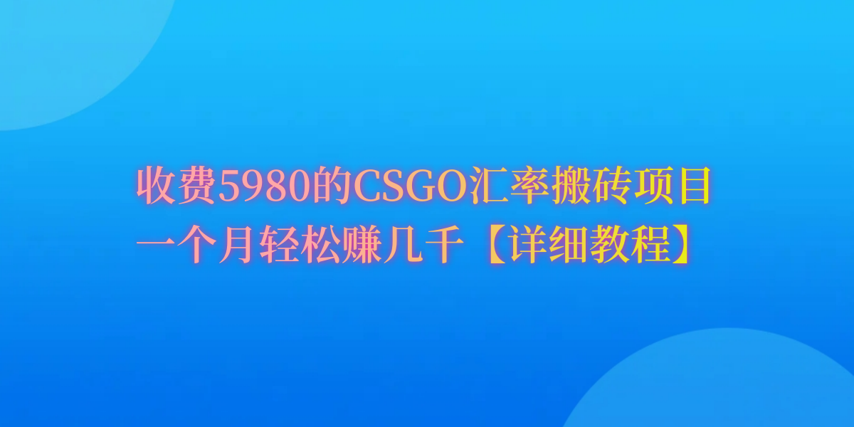 CSGO装备搬砖，月综合收益率高达60%，你也可以！_天恒副业网