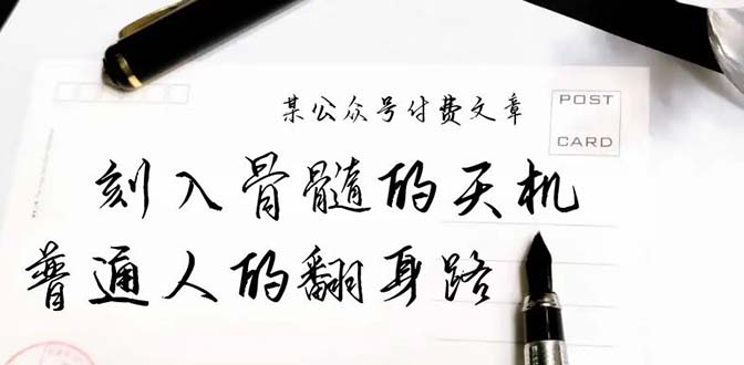 文章：刻入骨髓的天机，揭露“普通人的翻身路” 这件通天大事_天恒副业网