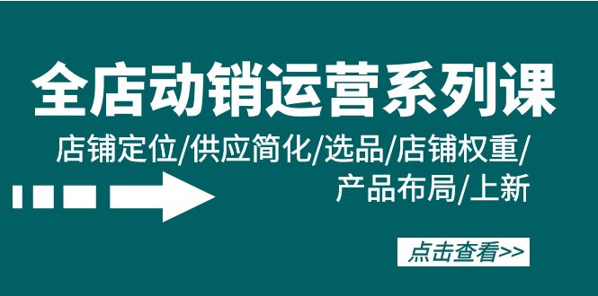 全店·动销运营系列课：店铺定位/供应简化/选品/店铺权重/产品布局/上新_天恒副业网