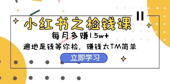 小红书之检钱课：从0开始实测每月多赚1.5w起步，赚钱真的太简单了（98节）_天恒副业网