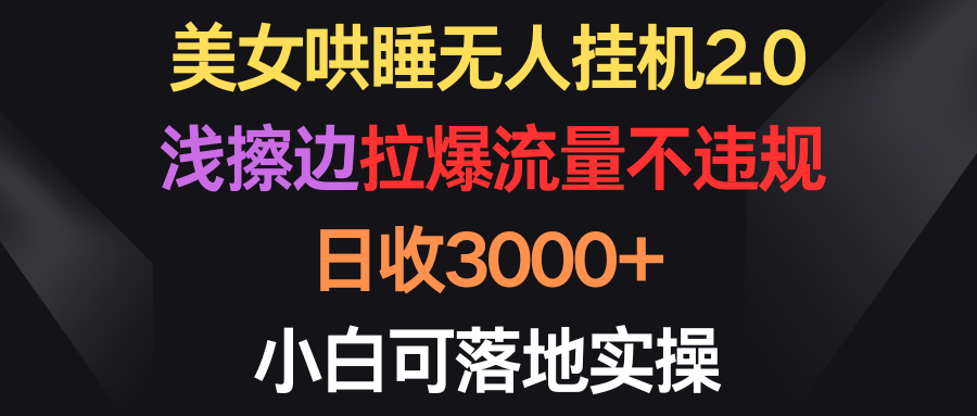 美女哄睡无人挂机2.0，浅擦边拉爆流量不违规，日收3000+，小白可落地实操_天恒副业网