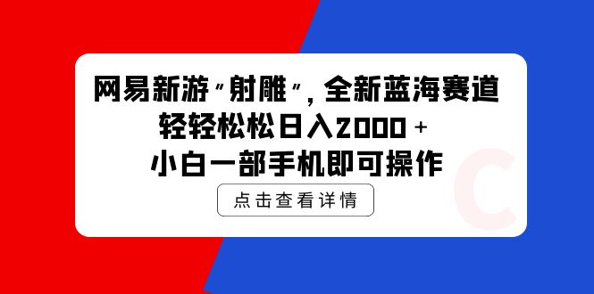 网易新游 射雕 全新蓝海赛道，轻松日入2000＋_天恒副业网