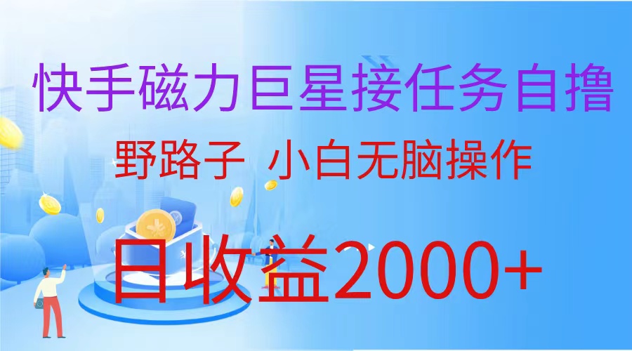 快手磁力巨星接任务自撸，野路子，小白无脑操作日入2000+_天恒副业网