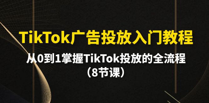 TikTok广告投放入门教程，从0到1掌握TikTok投放的全流程（8节课）_天恒副业网