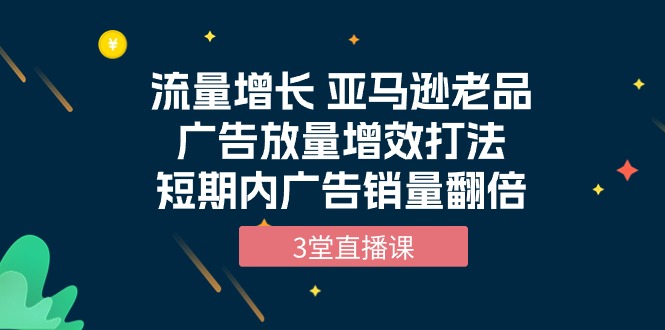 流量增长 亚马逊老品广告放量增效打法，短期内广告销量翻倍（3堂直播课）_天恒副业网