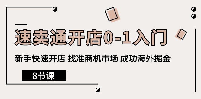 速卖通开店0-1入门，新手快速开店 找准商机市场 成功海外掘金（8节课）_天恒副业网