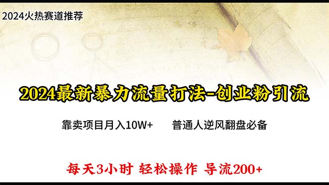 2024年最新暴力流量打法，每日导入300+，靠卖项目月入10W+_天恒副业网