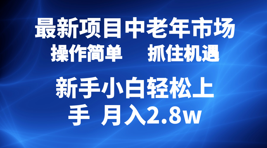 2024最新项目，中老年市场，起号简单，7条作品涨粉4000+，单月变现2.8w_天恒副业网