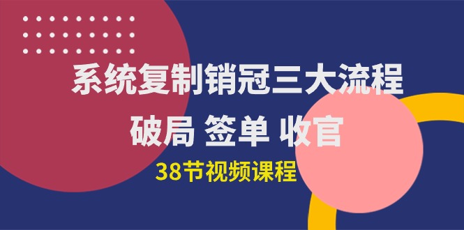 系统复制 销冠三大流程，破局 签单 收官（38节视频课）_天恒副业网