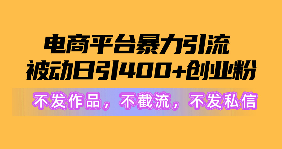 电商平台暴力引流,被动日引400+创业粉不发作品，不截流，不发私信_天恒副业网