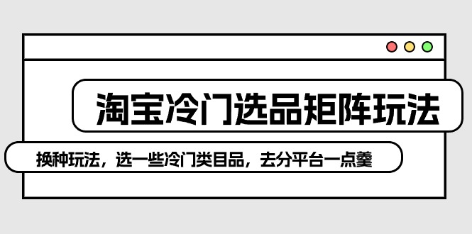 淘宝冷门选品矩阵玩法：换种玩法，选一些冷门类目品，去分平台一点羹_天恒副业网