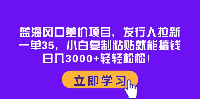 蓝海风口差价项目，发行人拉新，一单35，小白复制粘贴就能搞钱！_天恒副业网