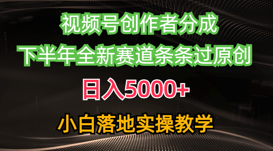 视频号创作者分成最新玩法，日入5000+ 下半年全新赛道条条过原创_天恒副业网