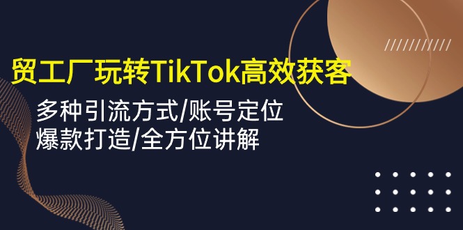 外贸工厂玩转TikTok高效获客，多种引流方式/账号定位/爆款打造/全方位讲解_天恒副业网