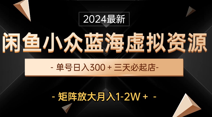 最新闲鱼小众蓝海虚拟资源，单号日入300＋，三天必起店，矩阵放大月入1-2W_天恒副业网