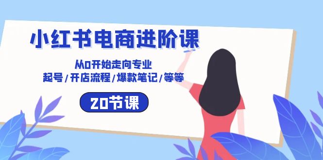 小红书电商进阶课：从0开始走向专业 起号/开店流程/爆款笔记/等等（20节）_天恒副业网