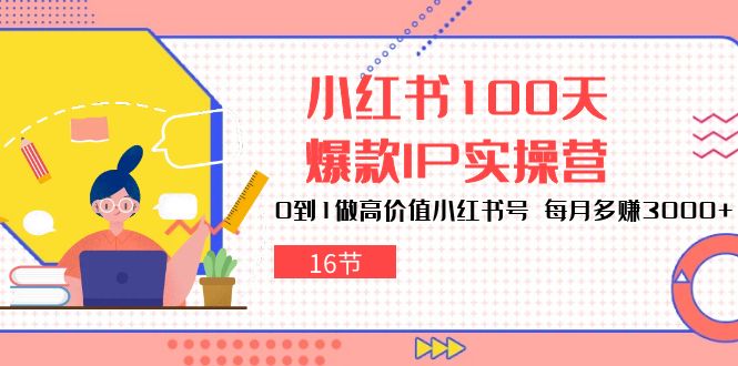 小红书100天-爆款IP实操营，0到1做高价值小红书号 每月多赚3000+_天恒副业网