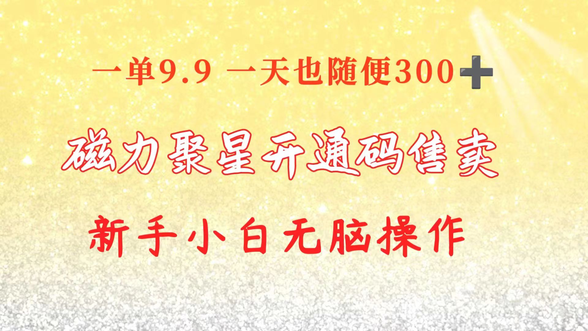 快手磁力聚星码信息差 售卖 一单卖9.9 一天也轻松300+_天恒副业网