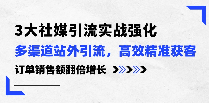 3大社媒引流实操强化，多渠道站外引流/高效精准获客/订单销售额翻倍增长_天恒副业网