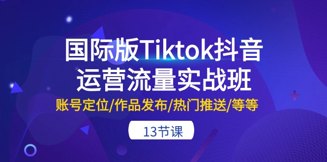 国际版Tiktok抖音运营流量实战班：账号定位/作品发布/热门推送/等等-13节_天恒副业网