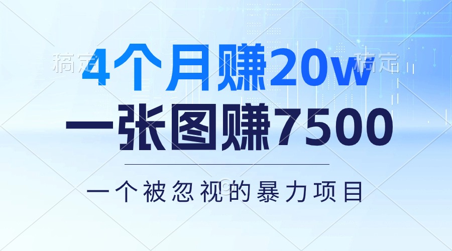 4个月赚20万！一张图赚7500！多种变现方式_天恒副业网