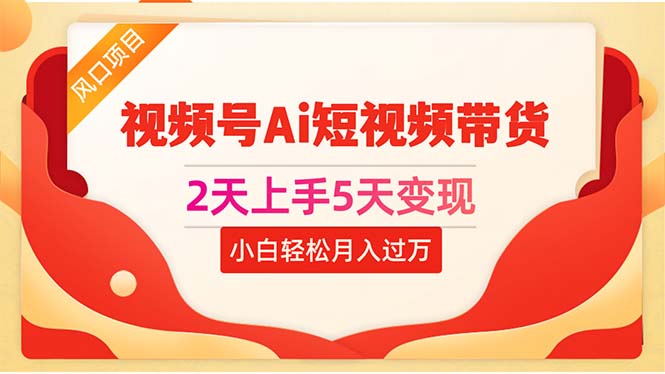 2天上手5天变现视频号Ai短视频带货0粉丝0基础小白轻松月入过万_天恒副业网