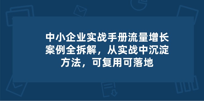 中小企业 实操手册-流量增长案例拆解，从实操中沉淀方法，可复用可落地_天恒副业网