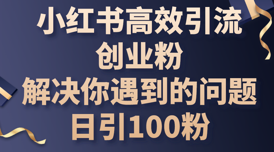 小红书高效引流创业粉，解决你遇到的问题，日引100粉_天恒副业网