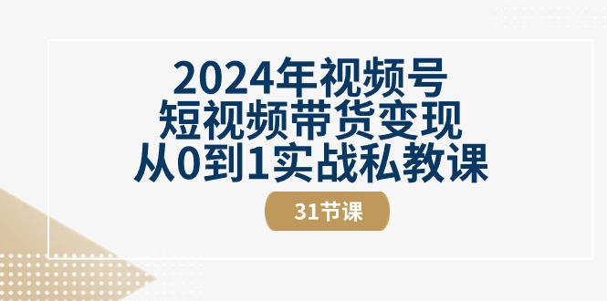 2024年视频号短视频带货变现从0到1实战私教课_天恒副业网