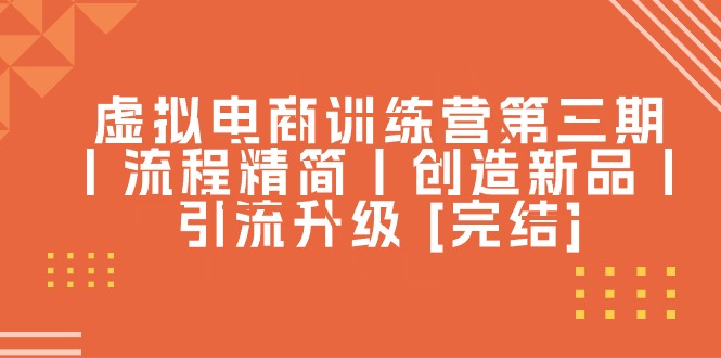 虚拟电商训练营第三期丨流程精简丨创造新品丨引流升级_天恒副业网