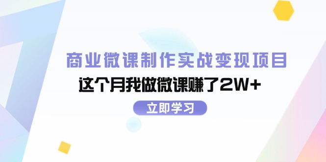 商业微课制作实战变现项目，这个月我做微课赚了2W+_天恒副业网