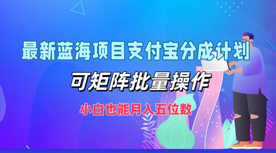 最新蓝海项目支付宝分成计划,可矩阵批量操作,小白也能月入五位数_天恒副业网