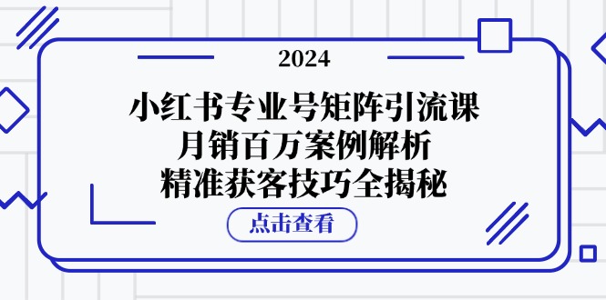 小红书专业号矩阵引流课，月销百万案例解析，精准获客技巧全揭秘_天恒副业网