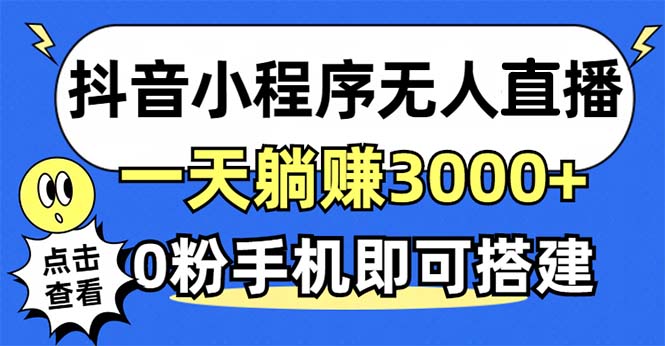 抖音小程序无人直播，一天躺赚3000+，0粉手机可搭建_天恒副业网