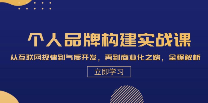 个人品牌构建实战课：从互联网规律到气质开发，再到商业化之路，全程解析_天恒副业网