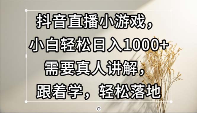 抖音直播小游戏,小白轻松日入1000+需要真人讲解_天恒副业网