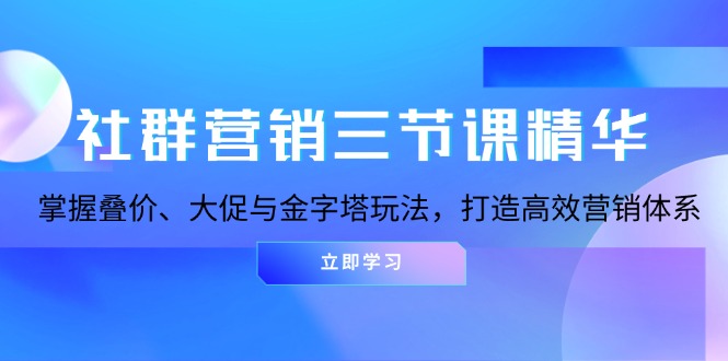 （13431期）社群营销三节课精华：掌握叠价、大促与金字塔玩法，打造高效营销体系_天恒副业网