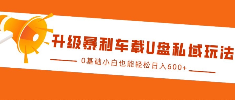 升级暴利车载U盘私域玩法，0基础小白也能轻松日入多张_天恒副业网