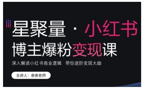 小红书博主爆粉变现课，深入解读小红书商业逻辑，带你进阶变现大咖_天恒副业网