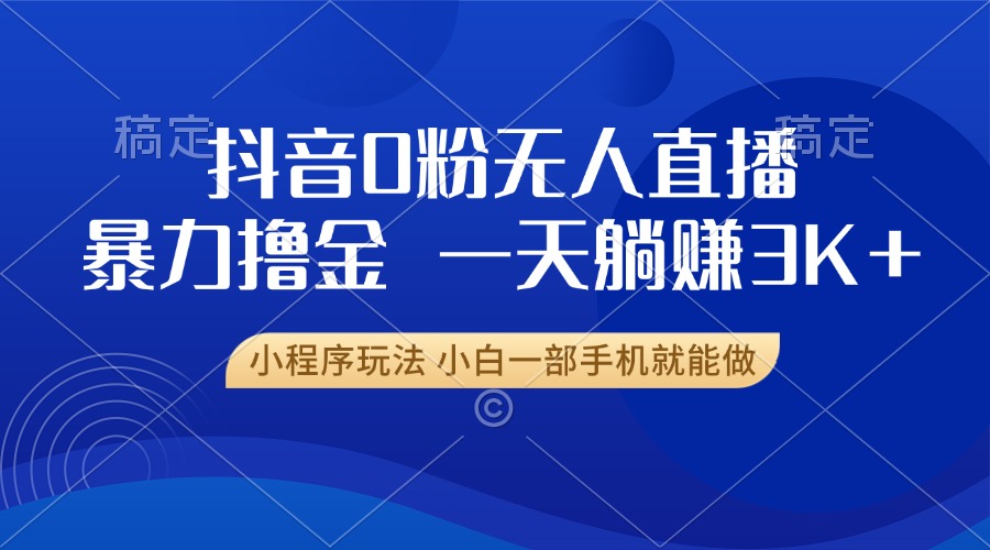 （13449期）抖音0粉无人直播暴力掘金，一天躺赚3K+，小白一部手机就能做_天恒副业网