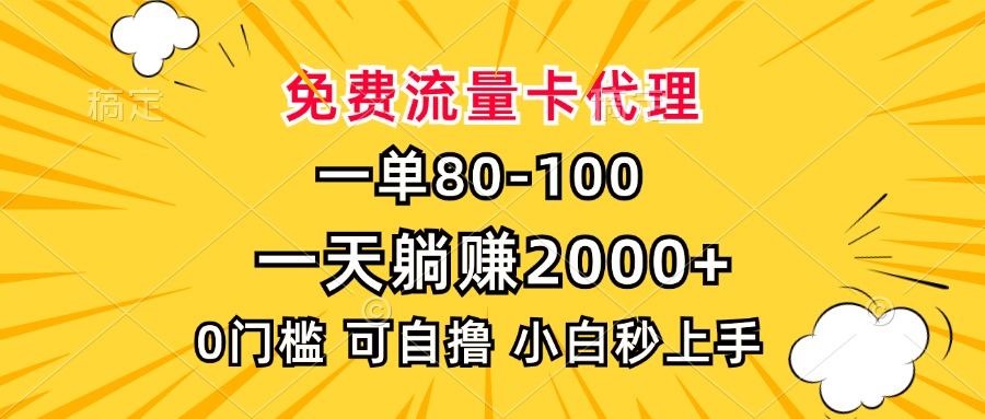 （13551期）一单80，免费流量卡代理，一天躺赚2000+，0门槛，小白也能轻松上手_天恒副业网